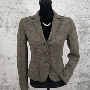 BLUE LES COPAINS Herringbone Tweed Jacket